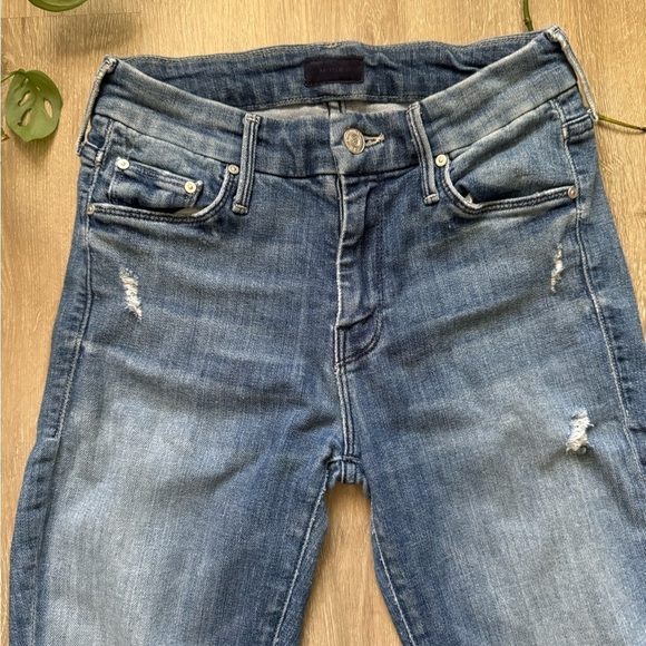 Mother The Looker Cropped Distressed Jeans Women size 25 Gypsy Blue - Picture 10 of 11